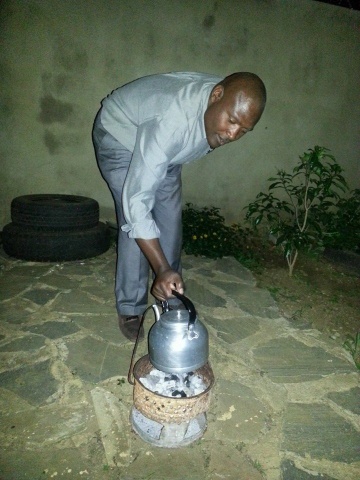 Former ZESCO board chairperson boiling water for tea in Makeni, Lusaka this evening when power went where it goes when it goes.