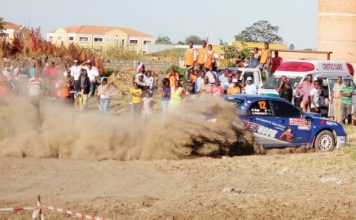 MUNA Singh jr battling it out in the Airtel Money Zambia International Rally at Lusaka's Show grounds. – Picture by COLLINS PHIRI.