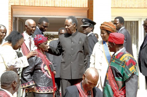 PRESIDENT Sata (centre) with honourees after the investiture ceremony at State House to mark Africa Freedom Day. – Picture by MACKSON WASAMUNU PRESIDENT Sata (centre) with honourees after the investiture ceremony at State House to mark Africa Freedom Day. – Picture by MACKSON WASAMUNU