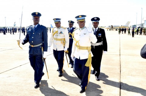 President Sata during the ZAF commissioning Parade in Livingstone on May 9,2014 -Picture by THOMAS NSAMA