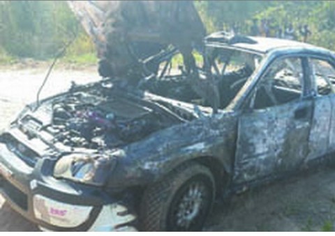 REMAINS of Jassy Singh’s Subaru Impreza N10 that was engulfed in flames in Chisamba after developing an electric fault lusakavoice.com