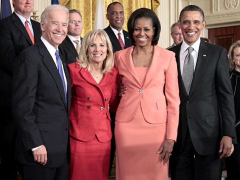 President Barack Obama and wife first lady Michelle Obama, with Vice President Joe Biden and his wife Dr. Jill Biden