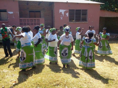 SIGNING AND DANCING, ANTI KABIMBA SONG AT THEIR PF OFFICE — in Kasama, Zambia.