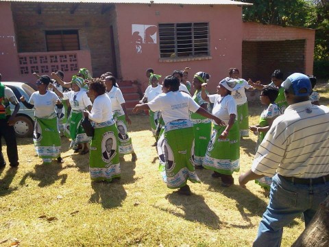 SIGNING AND DANCING, ANTI KABIMBA SONG AT THEIR PF OFFICE — in Kasama, Zambia.