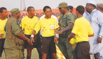 Ethiopian referee Bamlak Weyesa during Saturday’s Confederation Cup match between Nkana and Etoile du Sahel of Tunisia. Ethiopian referee Bamlak Weyesa during Saturday’s Confederation Cup match between Nkana and Etoile du Sahel of Tunisia.