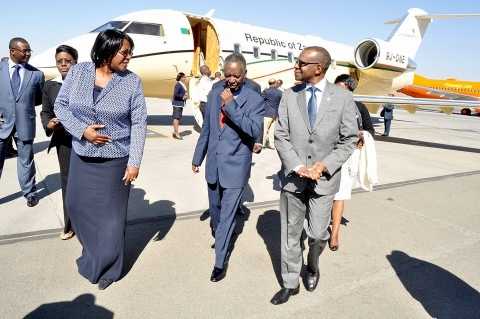 His Excellency President Michael Chilufya Sata and First Lady Dr Christine Kaseba today visited son Kazimu Sata who's admitted in a hospital in South Africa after sustaining serious injuries in a road traffic accident