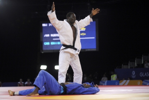 Judoka Boas Munyonga has won the only Zambian medal of Glasgow 2014 so far ©AFP/Getty Images