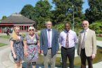 David Livingstone Centre Learning Officer Martha Burns Findlay, National Trust for Scotland Trustee Jill Carrick, Vice-President Dr. Guy Scott, the High Commissioner for Zambia in the UK His Excellency Paul Lumbi, and David Livingstone Memorial Trustee Douglas Hay.