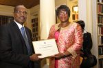 1. First Lady Dr Christine Kaseba with the International Telecommunication Union Secretary General Dr Hamadoun Toure at Yale Club Library where she was inaugurated as the ITU special Envoy for e-Health