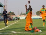 Patson Daka celebrates his goal against Uganda U17 at Nkoloma Stadium