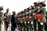 President Sata inspects a guard of honour during the opening of parliament on September 19, 2014 -Picture by THOMAS NSAMA