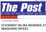 STATEMENT ON ZRA INCIDENCE AT THE POST NEWSPAPER OFFICES