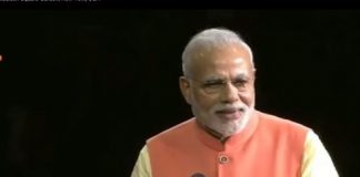 Screenshot of Mr. Narendra Modi giving his speech at Madison Square Garden on Sunday, 28 September, 2014.