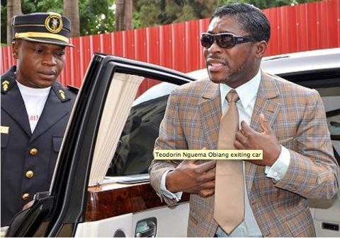 Teodorin Nguema Obiang, son of Equatorial Guinea's President Teodoro Obiang Nguema Mbasogo, arrives at Malabo's Cathedral to celebrate his birthday