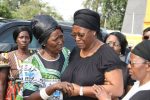 First Lady Dr Christine Kaseba being comforted by Gender minister Inonge Wina (l) on arrival at Lusaka Show grounds for the gathering to Celebrate President Sata's life on Nov 6,2014 -Picture by THOMAS NSAMA