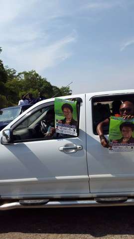 Kaseba's supporters show off supporters.