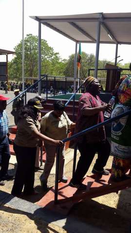 PF Chairperson Inonge Wina arrives to a thunderous welcome at the main arena