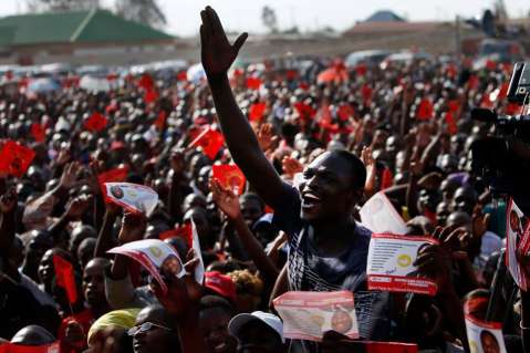 UPND campaign rally in Kanyama compound, Sunday, Nov. 23, 2014 , HH campaign rally in Kanyama compound, Sunday, Nov. 23, 2014, in Lusaka, Zambia. (Photo by Jason DeCrow)