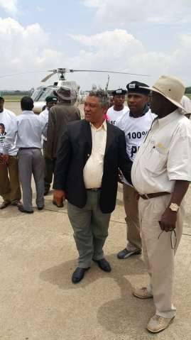 Hon.Given Lubinda arrives with Hon Stephen Kampyongo ahead of PF President Edgar Lungu at Simon Mwansa Kapwepwe International Airport