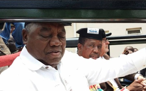 Former President Rupiah Bwezani Banda, Acting President Dr. Guy Scott and PF Presidential candidate Edgar Lungu at a rally in Ndola.