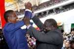 President Edgar Lungu with Sports minister Chishimba Kambwili during his Inauguration Ceremony at Heroes Stadium in Lusaka on January 25,2015 -Picture by THOMAS NSAMA