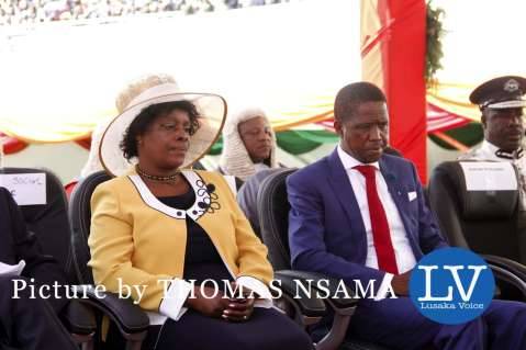 President Edgar Lungu with the First Lady Esther Lungu Chibesakunda during his Inauguration Ceremony at Heroes Stadium on January 24,2015 -Picture by THOMAS NSAMA - lusakavoice.com
