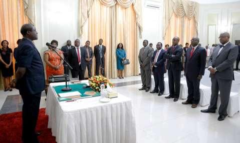 Acting President Ngosa Simbyakula has sworn in five Permanent Secretaries who were recently appointed by President Edgar Lungu. Acting President Ngosa Simbyakula has sworn in five Permanent Secretaries who were recently appointed by President Edgar Lungu.