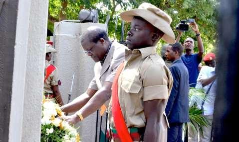 Acting President Ngosa Simbyakula officiates at Youth Day Celebrations at the Freedom Statue in Lusaka on March 12,2015