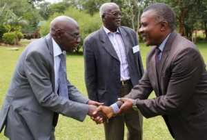 Deputy Minister of Chiefs and Traditional Affairs Hon John Akufuna with Paramount Chief Kyungu XXIV Mwakabanga III of Malawi during the official opening.