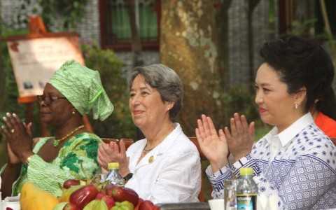 First Lady Esther Lungu  when she visited Bei Reng Village. The Purpose of the First Lady's visit to the village was to learn more about village modernisation.