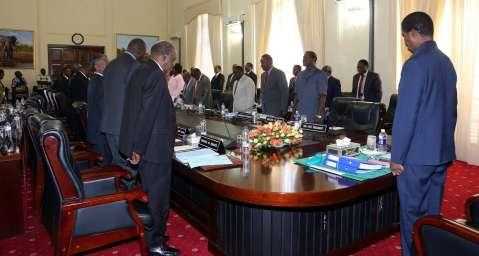 His Excellency Mr Edgar C. Lungu, President of the Republic of Zambia, chairing Cabinet Meeting at State House in Lusaka Zambia on Monday 16 March 2015. PHOTOS | EDDIE MWANALEZA