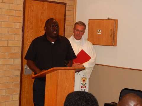 PF Secretary General, Mr. Davies Chama speaks at the church service - Credit - Nicky Shabolyo