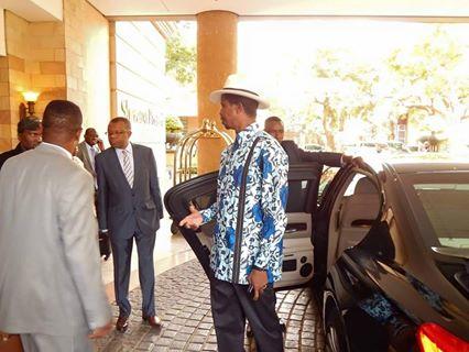 PRESIDENT LUNGU LEAVES FOR LUSAKA PRESIDENT LUNGU chats with his pilots before departing South Africa's Lanseria International Airport this afternoon (Picture by Nicky Shabolyo)