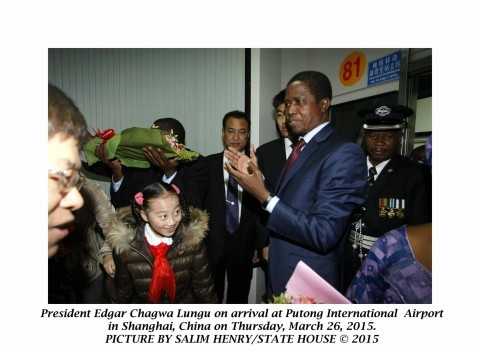 President Edgar Chagwa Lungu on arrival at Putong International Airport in Shanghai ,China on Thursday,March 26,2015. PICTURE BY SALIM HENRY:STATE HOUSE