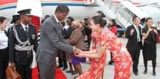 President Edgar Lungu upon arrival at Sanya Phoenix International Airport in Hainan Province of China where he is expected to address the Boao Forum. This was on March 27,2015 -Picture by THOMAS NSAMA