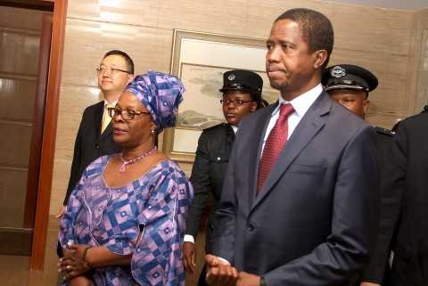 President Edgar Lungu with First Lady Esther Lungu arrives at Hong Qiao State Guest House in Shanghai, China on March 26,2015.