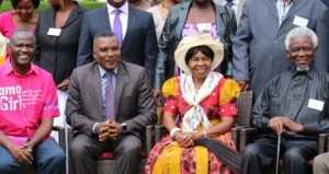 Samuel Musyoki, Deputy Minister of Chiefs and Traditional Affairs Hon John Akufuna, Chieftainess Nkomesha Mukamambo II and  aramount Chief Kyungu XXIV Mwakabanga III of Malawi during the official opening.