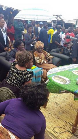 Vice President Hon. Inonge Wina with Tourism Minister Hon. Jean Kapata at Chifundo Market in Mandevu listening to marketeers concerns