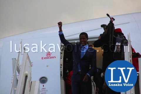 Edgar lungu's Arrival from China, Emirates  - Photo Credit Jean Mandela - Lusakavoice.com