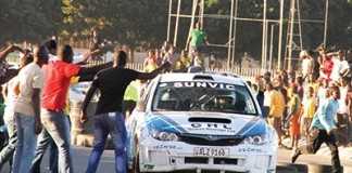 JASSY Singh is mobbed after his enthralling performance during the Pembe Milling motor rally qualifying stage