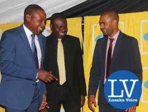 Kalusha Bwalya , Acting MTN CEO Clement Asante and Minister Vincent Mwale cracking a joke during the awards  - Photo Credit Jean Mandela - Lusakavoice.com