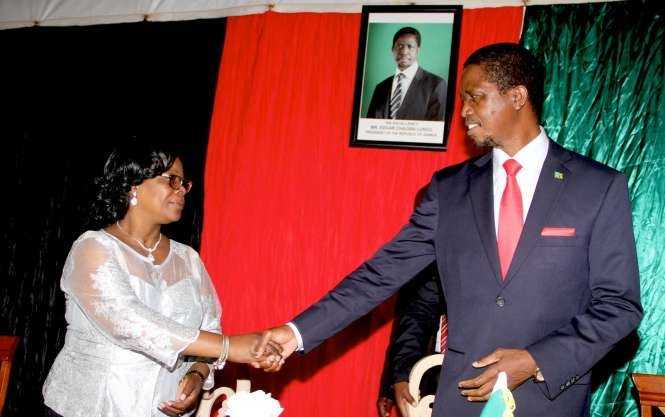 President Edgar Chagwa Lungu greets Zambians at Zambia's Ambassador to Zimbabwe's residence in Harare where he addressed them on April 29,2015 -Picture by THOMAS NSAMA