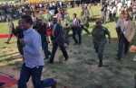 Republican President Edgar Chagwa Lungu jogging back to the Presidential Podium after he went down to the Tents to greet the People of Masaiti at the Masaiti Boma.