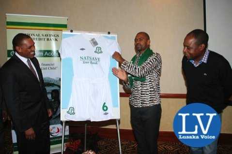 left to right- NATSAVE Managing Director Cephas Chabu, Minister Vincent Mwale and FAZ President and ex Wanderers player Kalusha Bwalya - Photo Credit Jean Mandela - Lusakavoice.com