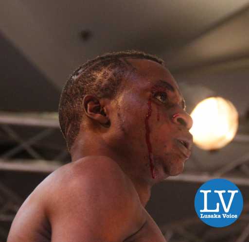 Super Bantam Wight non title : Down is Ndola based Derrick Besa, bleeding Bernard Mwango of Exodus Stables the fight was declared a "Techinical draw"