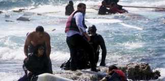 Migrants trying to reach Greece are rescued by members of the Greek coastguard and locals just off the island of Rhodes. Photograph- Eurokinissi:Reuters