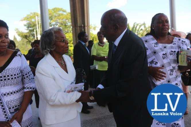 Minister Alexander Chikwanda and late Liwewe's wife Sylvia Liwewe after the memorial service at the Anglican Holly Cross Cathedral  - Photo Credit Jean Mandela - Lusakavoice.com