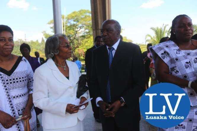 Minister Alexander Chikwanda and late Liwewe's wife Sylvia Liwewe after the memorial service at the Anglican Holly Cross Cathedral - Photo Credit Jean Mandela - Lusakavoice.com