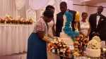 GBM’s daughter Thandi,   Chewe Mutanuka wedding – Bride and Groom cut the cake together