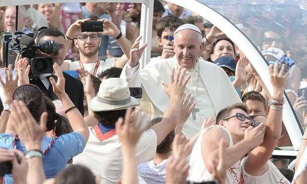 Pope Francis arrives in Turin on 21 June- ‘If you trust only men you have lost,’ he says. Photograph- Massimo Pinca:AP Pope Francis